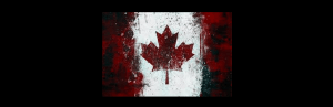 Image of the flag of Canada on a black background.
